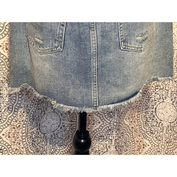 American Bazi Los Angeles Womens Distressed Denim Skirt Size L With Front Zipper - Picture 7 of 13